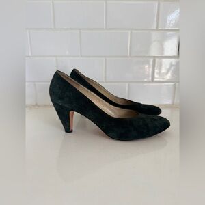 Vintage Ferragamo Green Suede Women's Heels